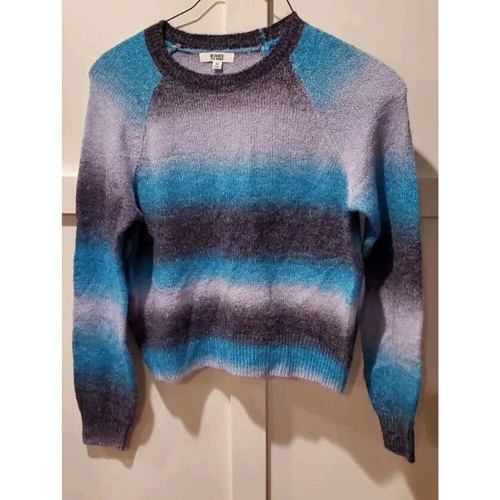 Women's BB Dakota Gray Teal Striped Steve Madden Sweater Size Medium NWOT